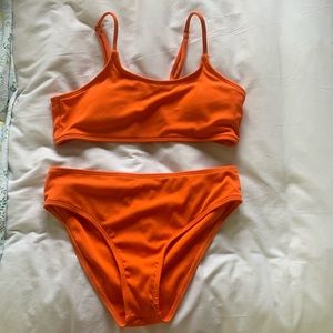 Shein two piece suit- orange- size 10/12- good condition